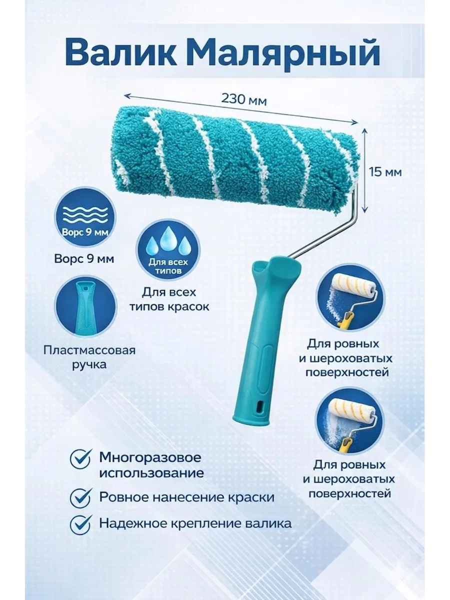 Малярный набор валиков с ручкой