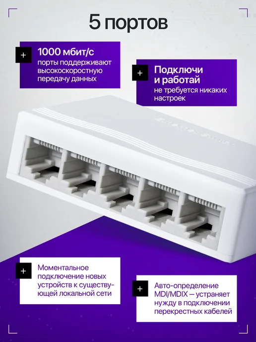 ATOM network Коммутатор Ethernet сетевой свитч 5 портов * 1000 мб с, вариант, фото 3