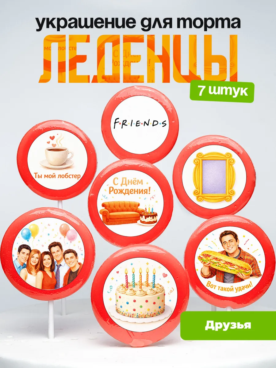 Украшение для торта друзья. Леденцы на торт Friends