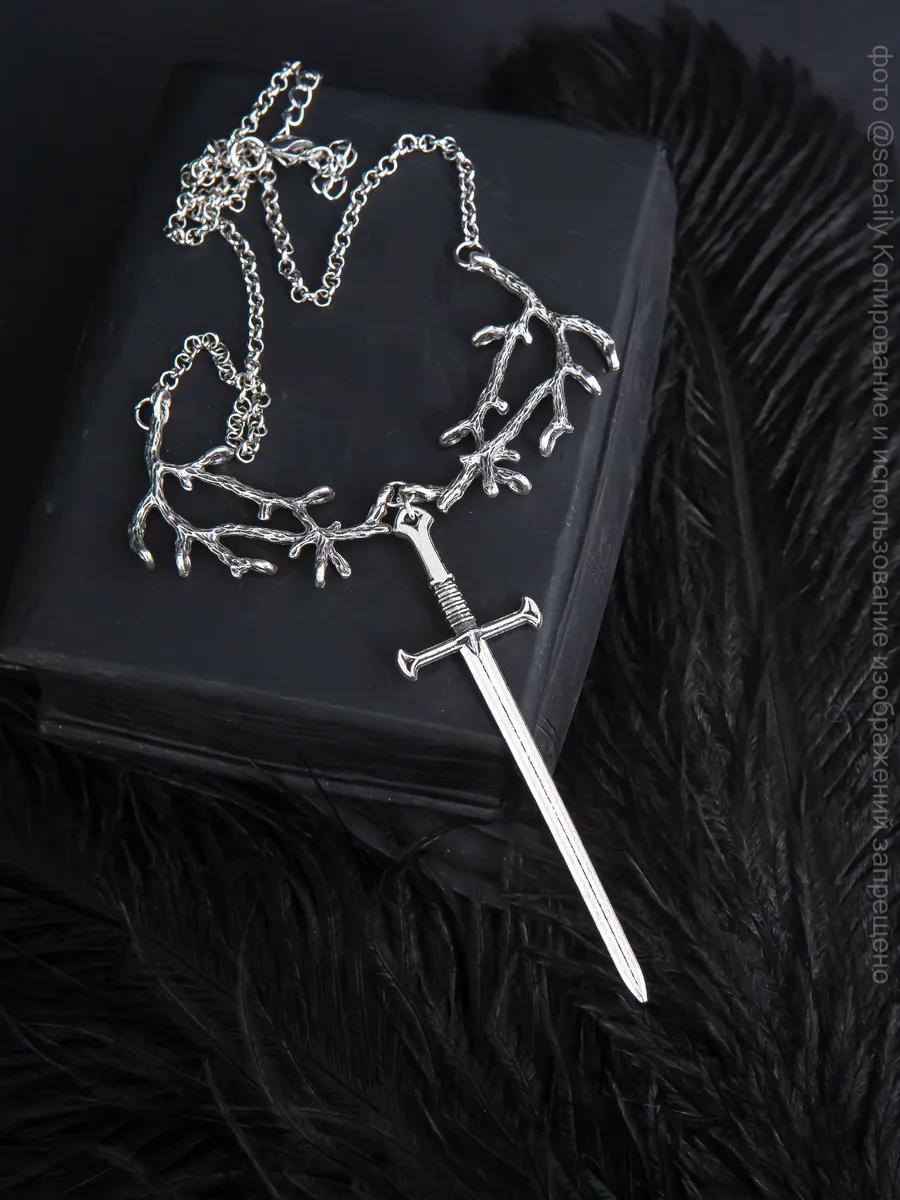 Цепочка готическое колье меч и рога оленя y3k