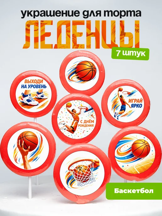 Украшение для торта баскетбол. Леденцы на торт
