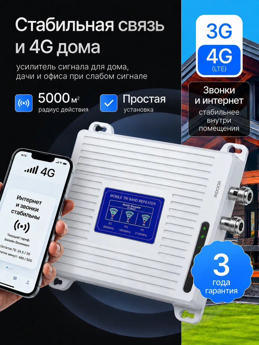 Усилитель сотовой связи и интернета для телефона для дачи