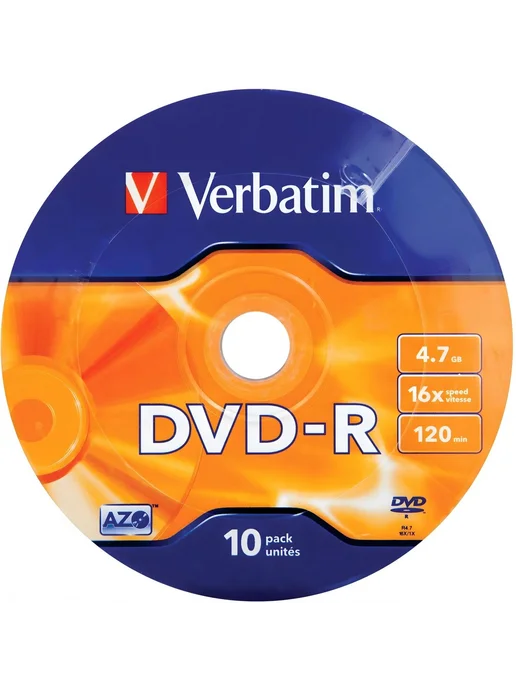 Verbatim Диск DVD-R 4,7 Gb, 16х Bulk 10 шт, 4,7 ГБ, 10 шт, фото 2