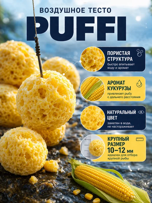 Family Joys Home Плавающее тесто PUFFI MAXI Кукуруза, 10-12 мм, 15 г, 15 г, фото 4
