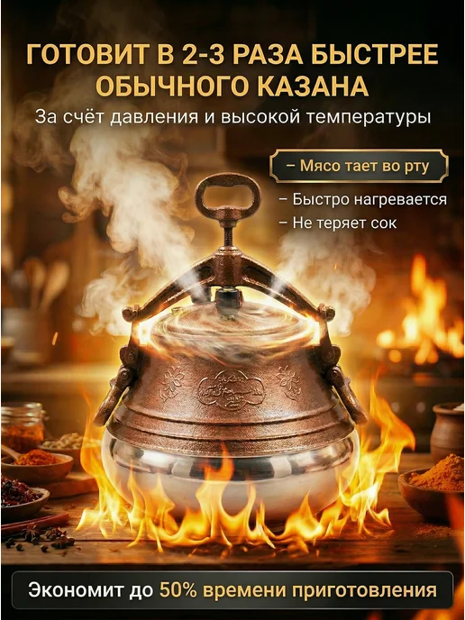 RASHKO BABA ОРИГИНАЛ Афганский казан 12 литров с крышкой, желтый, фото 2