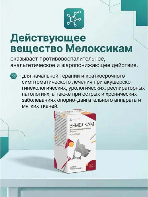 Nita-Farm Вемелкам 20 мл, раствор для инъекций, противовоспалительный, 20 мл, фото 3