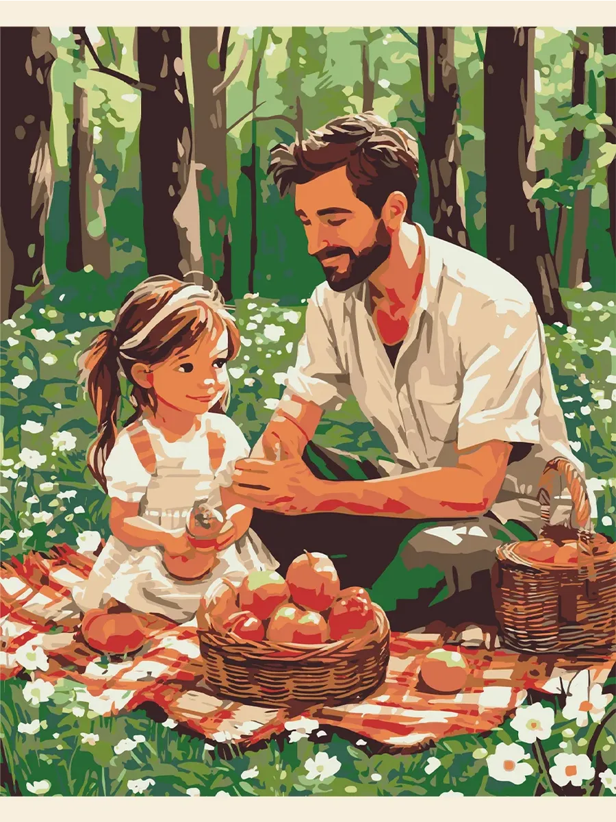 Картина по номерам - Весенний пикник папы и дочки