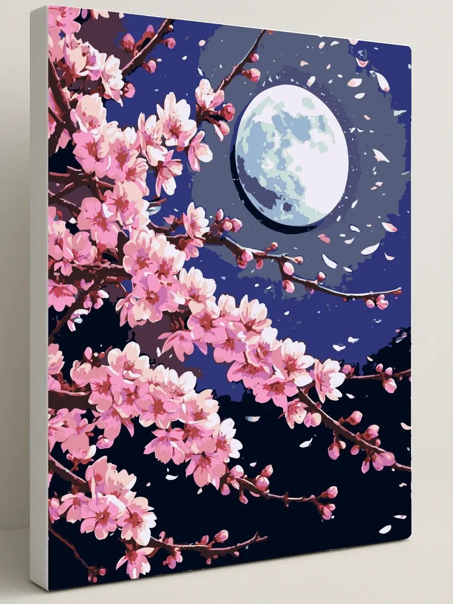 Картина по номерам - Лунный серп сакуры — 40×50 см
