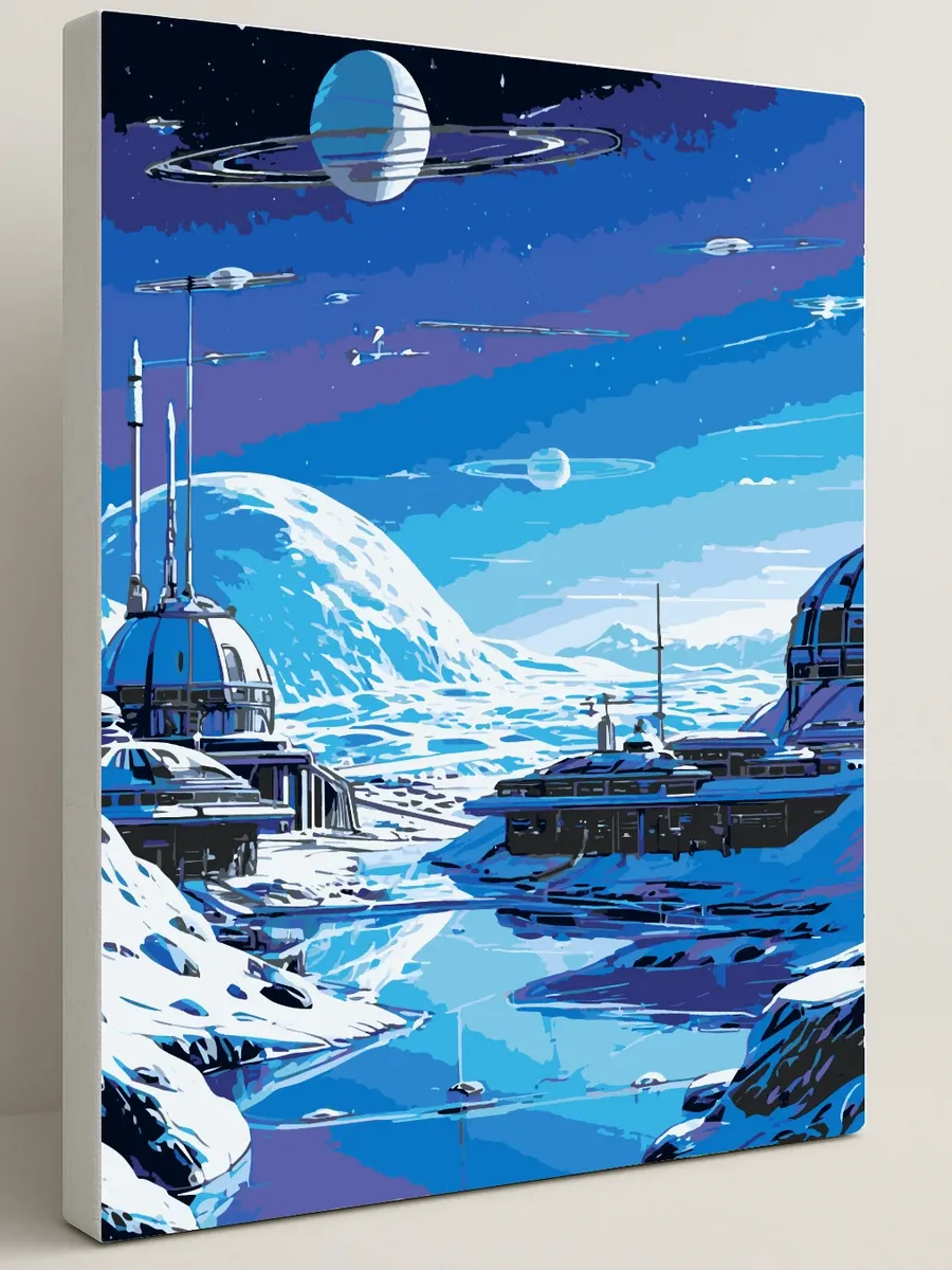 Картина по номерам - Космическая база на Энцеладе — 40×50 см