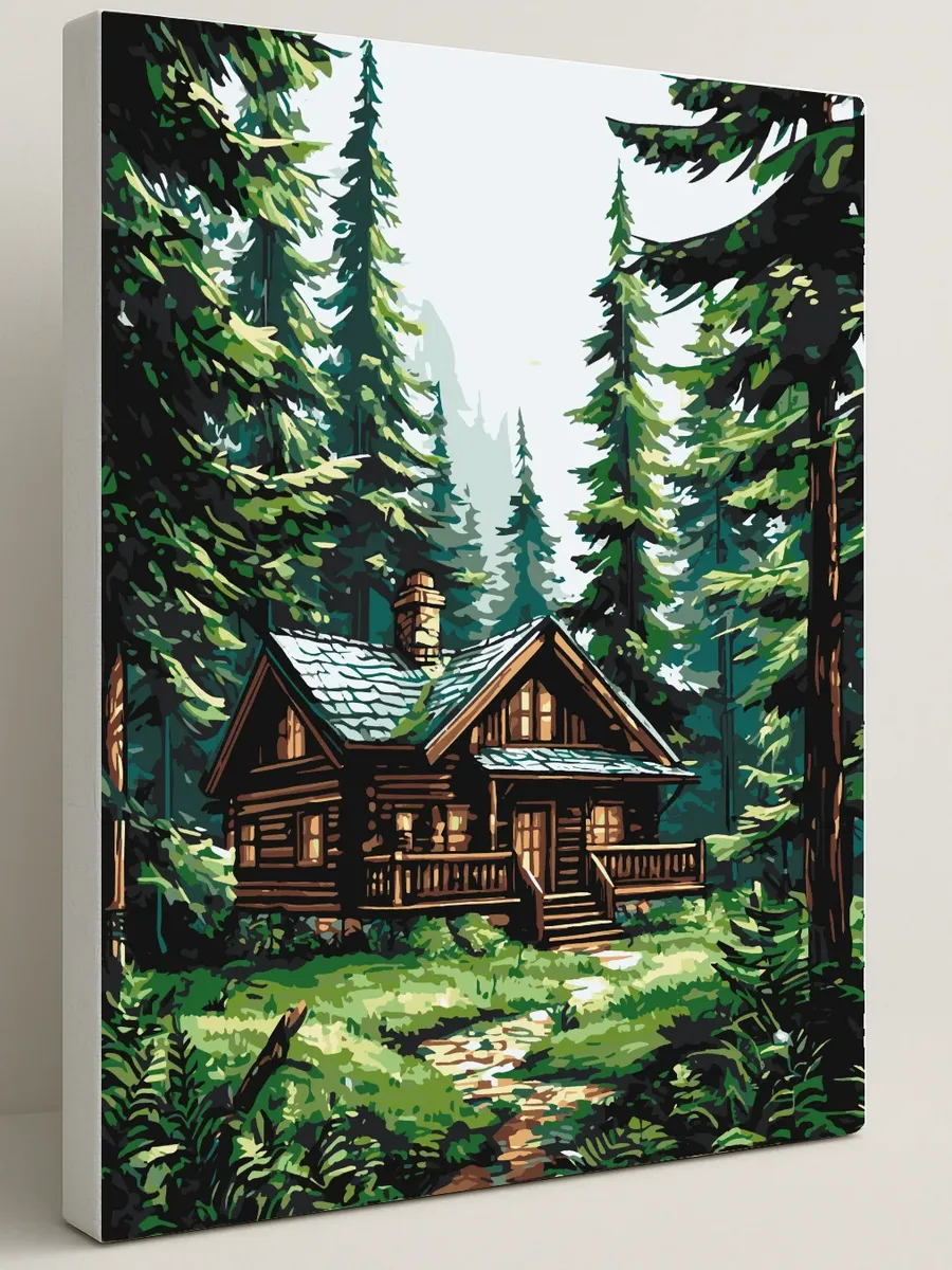 Картина по номерам - Домик карпатского леса — 40×50 см