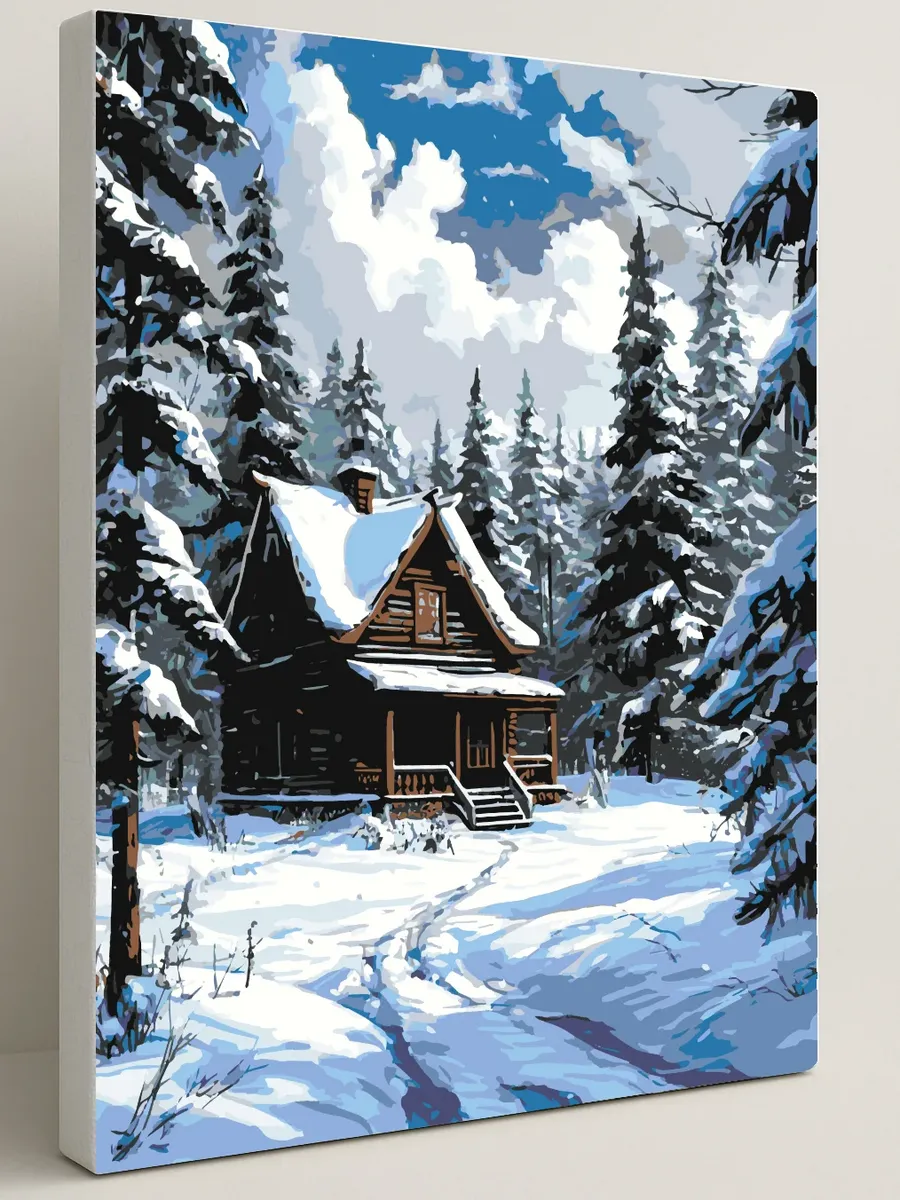 Картина по номерам - Русская зимняя изба — 40×50 см