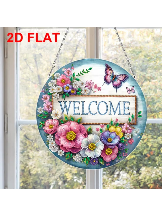 Цветочный дизайн DIY 2D плоская алмазная мозаика 24x24 см, 24x24 см, фото 4