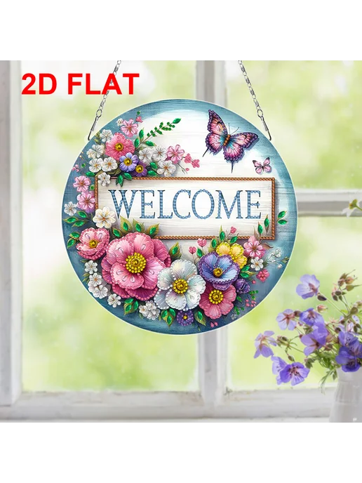 Цветочный дизайн DIY 2D плоская алмазная мозаика 24x24 см, 24x24 см, фото 5