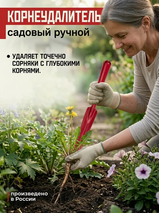 САД ЭРА Корнеудалитель сорняков ручной садовый, красный, фото 4