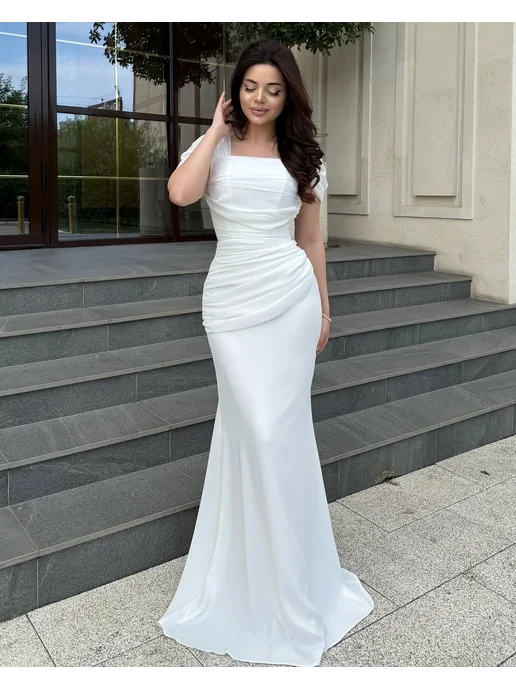 Miss Brand Платье праздничное вечернее длинное, белый, фото 3