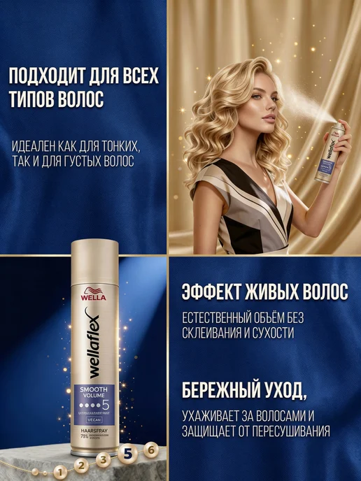WELLAFLEX Лак для волос профессиональный "Гладкий объем" 2 шт 500мл, 2 шт, 500 мл, фото 3