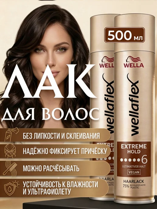 WELLAFLEX Лак для волос «Экстремальная фиксация» 2 шт 500мл, 2 шт, 500 мл