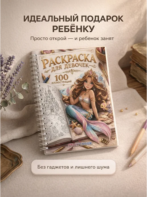 Stickybook Раскраска для девочек, малышей, детей, большая А5, вариант, фото 7