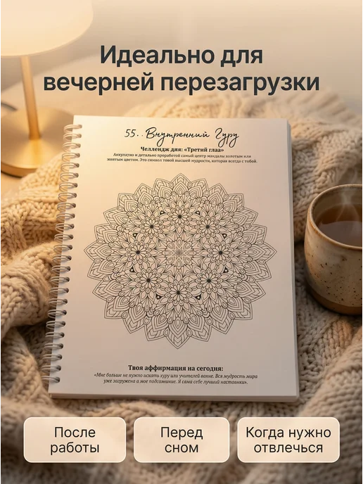 Stickybook Раскраска антистресс взрослая для девочек, Мандалы, вариант, фото 6