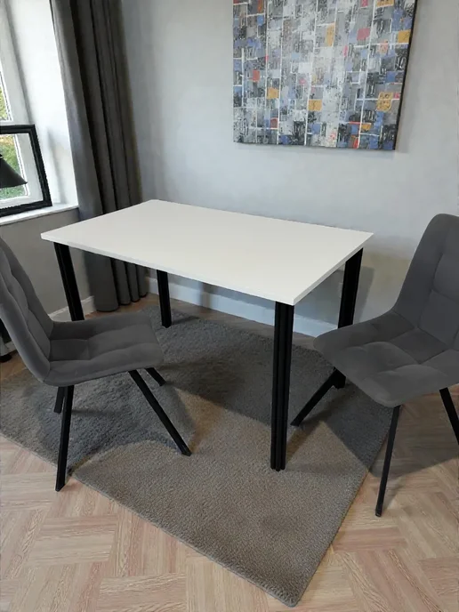 RostovStol Стол дизайнерский игровой Белый, 120*70 см. Ножки черные, 120x70 см, фото 2
