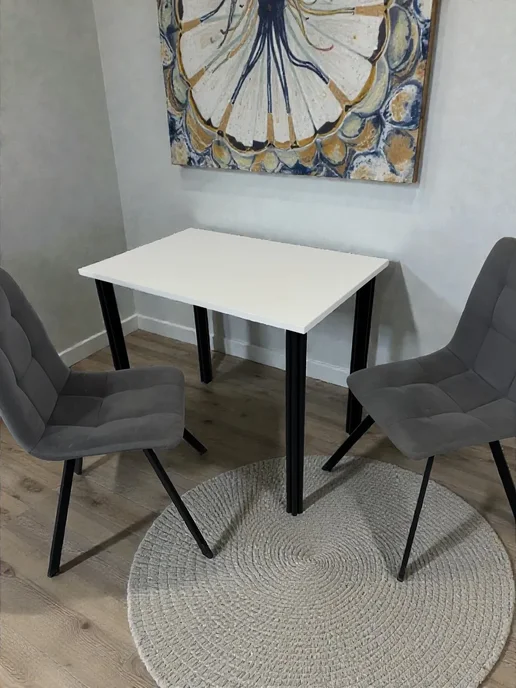RostovStol Стол дизайнерский игровой Белый, 120*70 см. Ножки черные, 90x60 см, фото 2