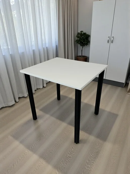 RostovStol Стол дизайнерский игровой Белый, 120*70 см. Ножки черные, 80x70 см, фото 3