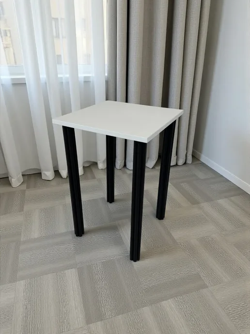 RostovStol Стол дизайнерский игровой Белый, 120*70 см. Ножки черные, 50x50 см, фото 3