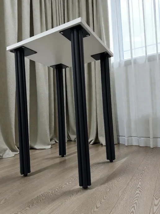 RostovStol Стол дизайнерский игровой Белый, 120*70 см. Ножки черные, 50x50 см, фото 4