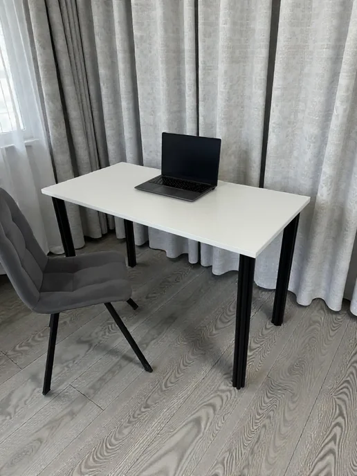 RostovStol Стол дизайнерский игровой Белый, 120*70 см. Ножки черные, 120x60 см