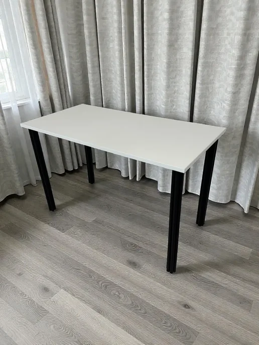 RostovStol Стол дизайнерский игровой Белый, 120*70 см. Ножки черные, 120x60 см, фото 3
