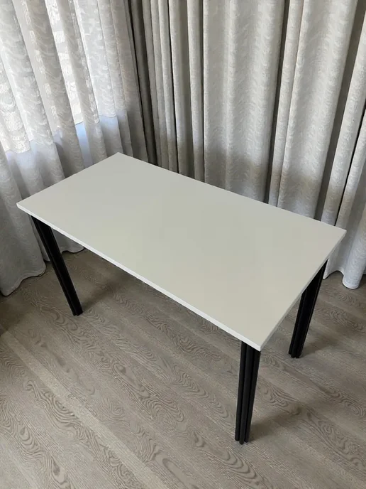 RostovStol Стол дизайнерский игровой Белый, 120*70 см. Ножки черные, 120x60 см, фото 5