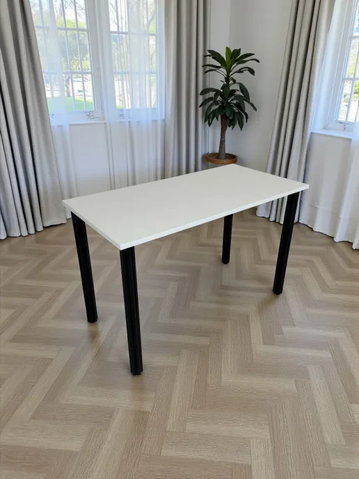 RostovStol Стол дизайнерский игровой Белый, 120*70 см. Ножки черные, 120x60 см, фото 6