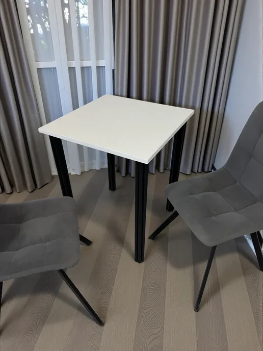 RostovStol Стол дизайнерский игровой Белый, 120*70 см. Ножки черные, 60x60 см, фото 2