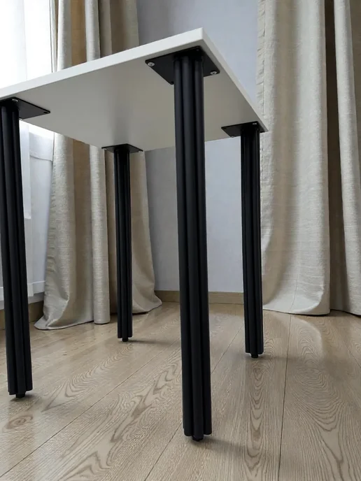 RostovStol Стол дизайнерский игровой Белый, 120*70 см. Ножки черные, 60x60 см, фото 3