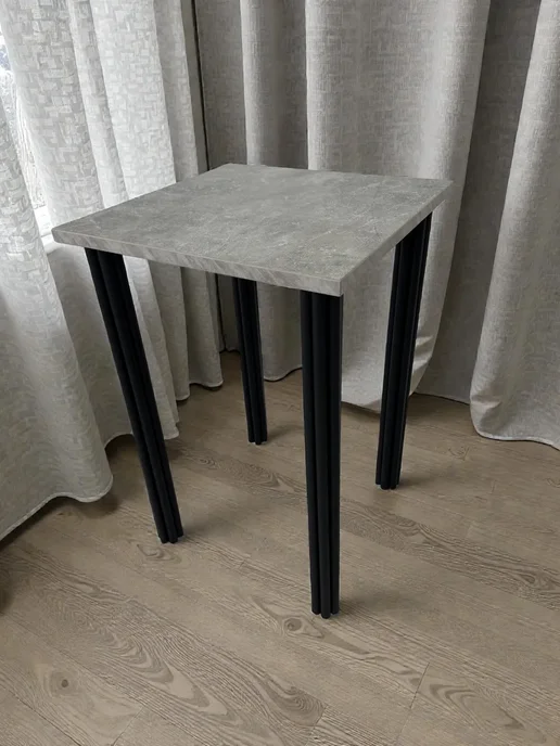 RostovStol Стол дизайнерский игровой Бетон, 130*80 см. Ножки черные, 50x50 см, фото 4
