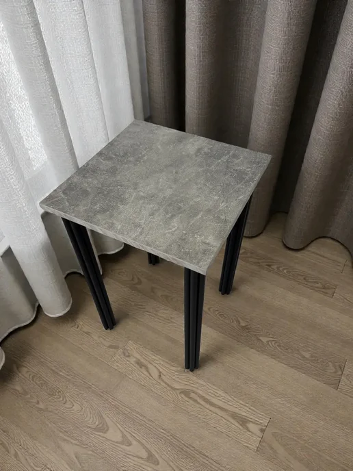 RostovStol Стол дизайнерский игровой Бетон, 130*80 см. Ножки черные, 50x50 см, фото 6