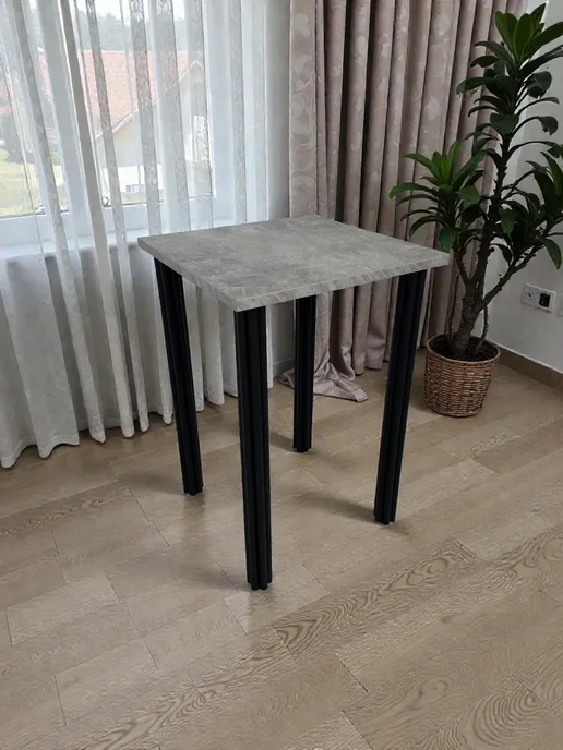 RostovStol Стол дизайнерский игровой Бетон, 130*80 см. Ножки черные, 50x50 см, фото 7