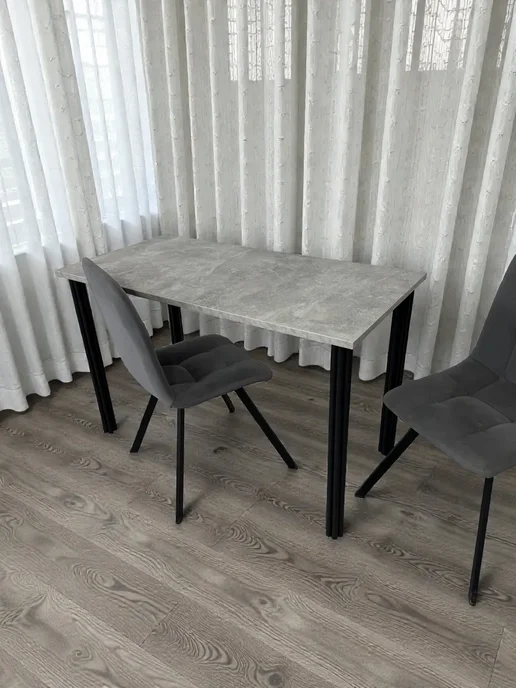 RostovStol Стол дизайнерский игровой Бетон, 130*80 см. Ножки черные, 120x60 см, фото 2