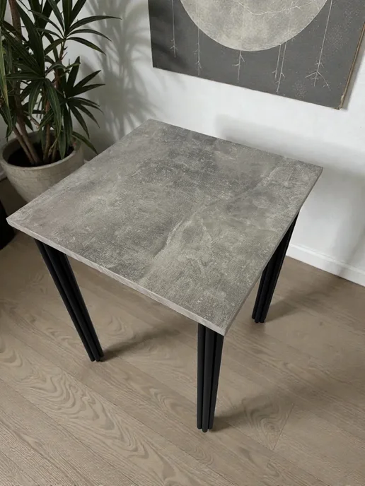 RostovStol Стол дизайнерский игровой Бетон, 130*80 см. Ножки черные, 60x60 см, фото 6