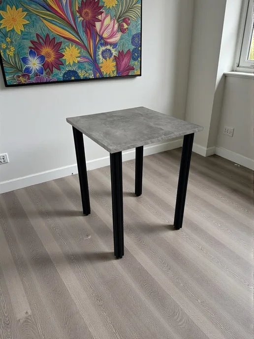 RostovStol Стол дизайнерский игровой Бетон, 130*80 см. Ножки черные, 60x60 см, фото 7