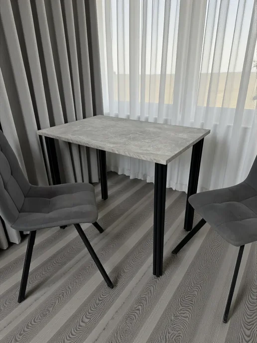 RostovStol Стол дизайнерский игровой Бетон, 130*80 см. Ножки черные, 90x60 см, фото 2