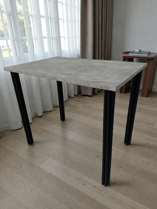 RostovStol Стол дизайнерский игровой Бетон, 130*80 см. Ножки черные, 90x60 см, фото 4