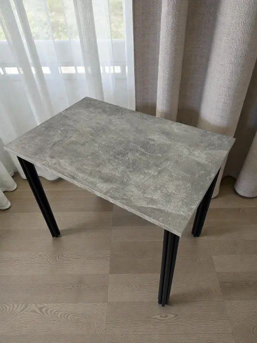 RostovStol Стол дизайнерский игровой Бетон, 130*80 см. Ножки черные, 90x60 см, фото 6