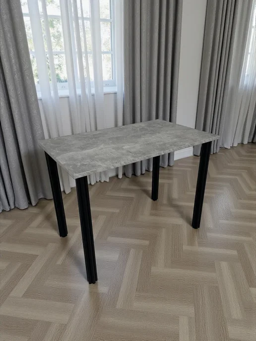 RostovStol Стол дизайнерский игровой Бетон, 130*80 см. Ножки черные, 100x60 см, фото 7
