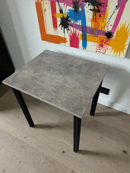 RostovStol Стол дизайнерский игровой Бетон, 130*80 см. Ножки черные, 70x60 см, фото 6