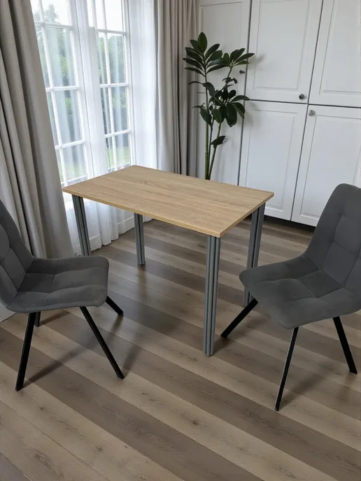RostovStol Стол дизайнерский игровой Дуб, 60*60 см. Ножки хром, 100x60 см, фото 2