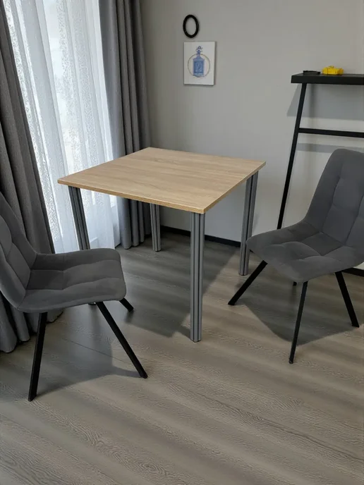 RostovStol Стол дизайнерский игровой Дуб, 60*60 см. Ножки хром, 80x80 см, фото 2