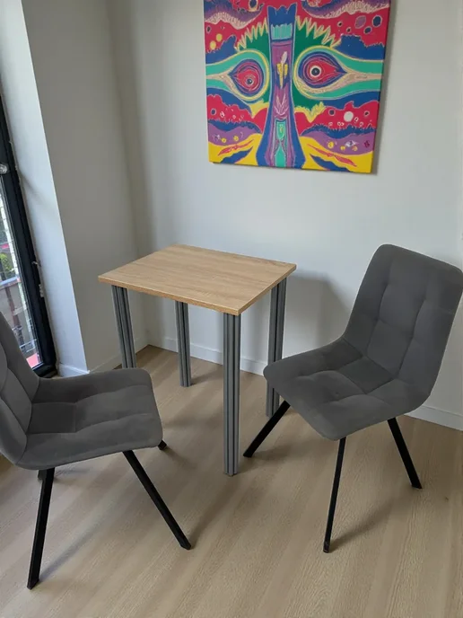 RostovStol Стол дизайнерский игровой Дуб, 60*60 см. Ножки хром, 60x50 см, фото 2
