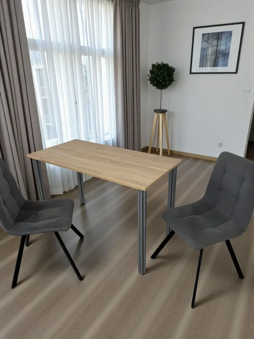 RostovStol Стол дизайнерский игровой Дуб, 60*60 см. Ножки хром, 120x60 см, фото 2