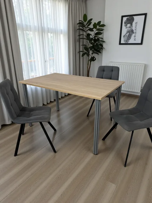 RostovStol Стол дизайнерский игровой Дуб, 60*60 см. Ножки хром, 130x80 см, фото 2